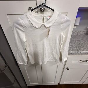 Gymboree White Scalloped Collar Long Sleeve Top